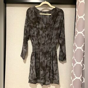 Rails Jasmine Smocked Mini Dress in Slate Tie Dye Black Gray Large